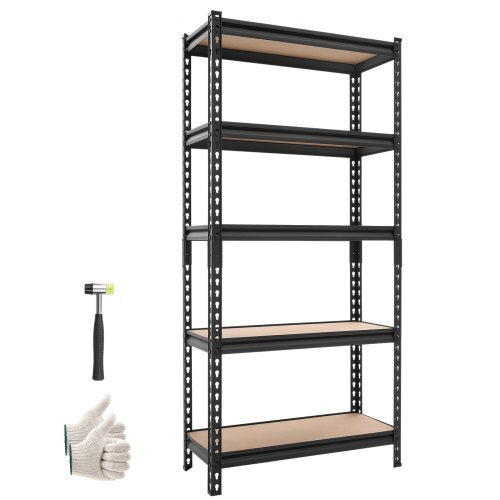 VEVOR Storage Shelves, 5-Tier Adjustable, 907.2 kg Capacity, Heavy Duty Garage Storage Shelving Unit, Metal Utility Rack Shelf, for Kitchen Pantry Basement Bathroom, 720 mm W x 309 mm D x 1520 mm H