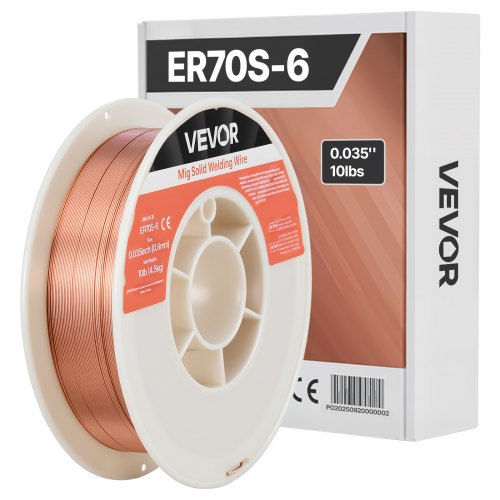 VEVOR Solid MIG Welding Wire, ER70S-6 0.9mm 4.5kg, Low Spatter Mild Steel Welding Wire with High Deoxidizers for All-Position Gas Shielded Welding