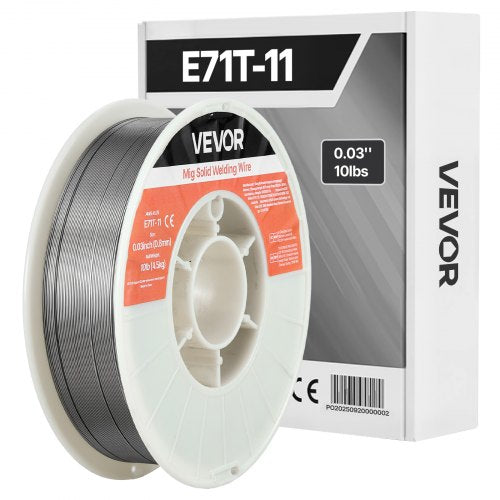 VEVOR Flux Core MIG Welding Wire, E71T-11 0.8mm 4.5kg, Gasless Mild Steel Welding Wire with Low Spatter for All Position Arc Welding, Self-Shielded for Outdoor Use