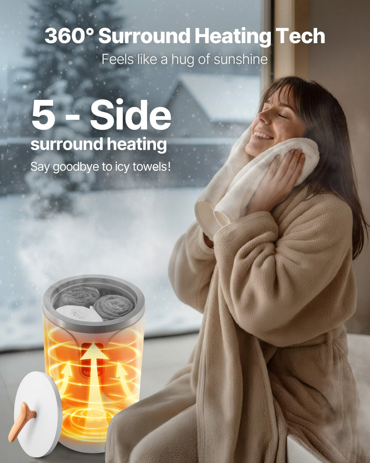 VEVOR Towel Warmers for Bathroom, Towel Warmer Bucket with 24H Delay Timer & Child Lock & Auto Shut Off for Spa Fits up to 3 Oversized Bath Towels, Blankets, Clothes, Bathrobes, PJ's and More