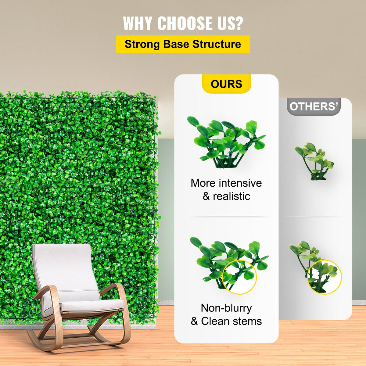 VEVOR Artificial Boxwood Panel UV 48pcs artificial hedge Artificial Grass Backdrop Wall 10X10" 4cm boxwood panel panels Fake Hedge for Decor Privacy Fence Indoor Outdoor Garden Backyard