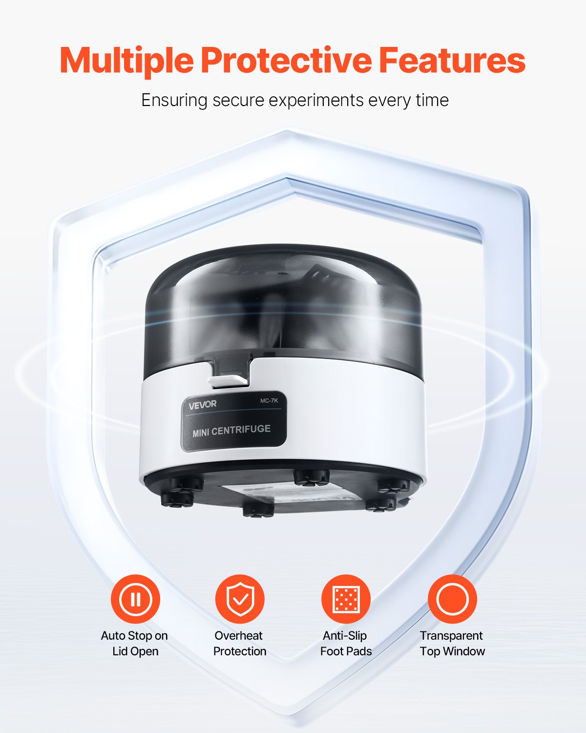 VEVOR Mini Centrifuge Machine, 3013xg RCF Electric Laboratory Centrifuge Machine with 2-in-1 Rotor for 0.2/1.5/2ml Tube Capacity, Fixed Speed 7000r/min, Low Noise, Widely Used in Various Experiments
