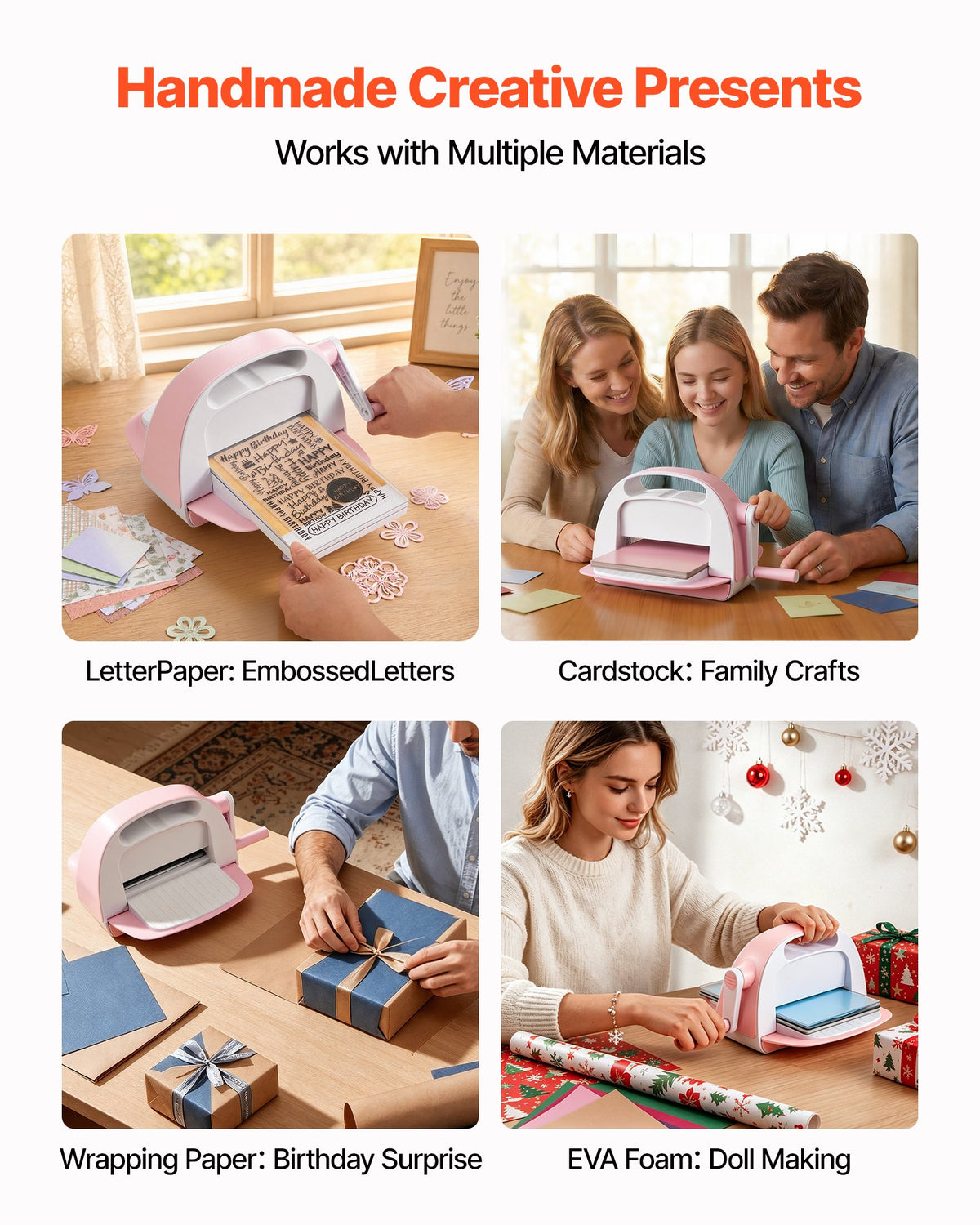VEVOR Manual Die Cutting and Embossing Machine, 152mm Opening, Portable Die Cut Machine Set with Cutting Dies, Embossing Folders, Paper Sheets, Cutting Plates, for Scrapbooking, Card Making, Crafting