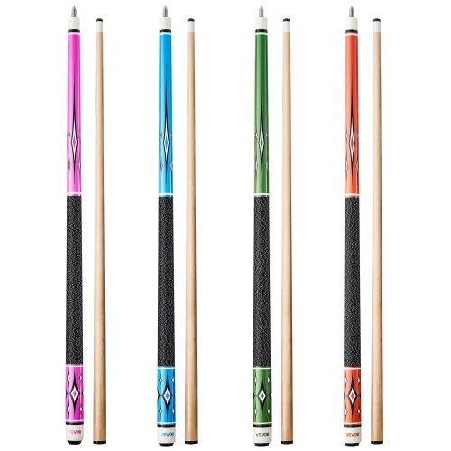 VEVOR Pool Cue, 4 Pieces Pool Stick, 1473.2mm Canadian Maple Wood Billiard Pools Stick with ABS Connection Ring, Cues Sticks for Professional Pool Table, Bar, Home, Office, 510g, 538g, 566g, 595g