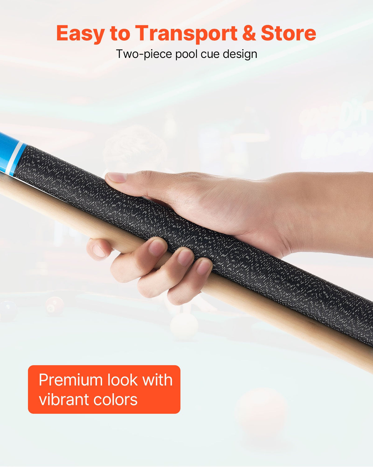 VEVOR Pool Cue, 4 Pieces Pool Stick, 1473.2mm Canadian Maple Wood Billiard Pools Stick with ABS Connection Ring, Cues Sticks for Professional Pool Table, Bar, Home, Office, 510g, 538g, 566g, 595g