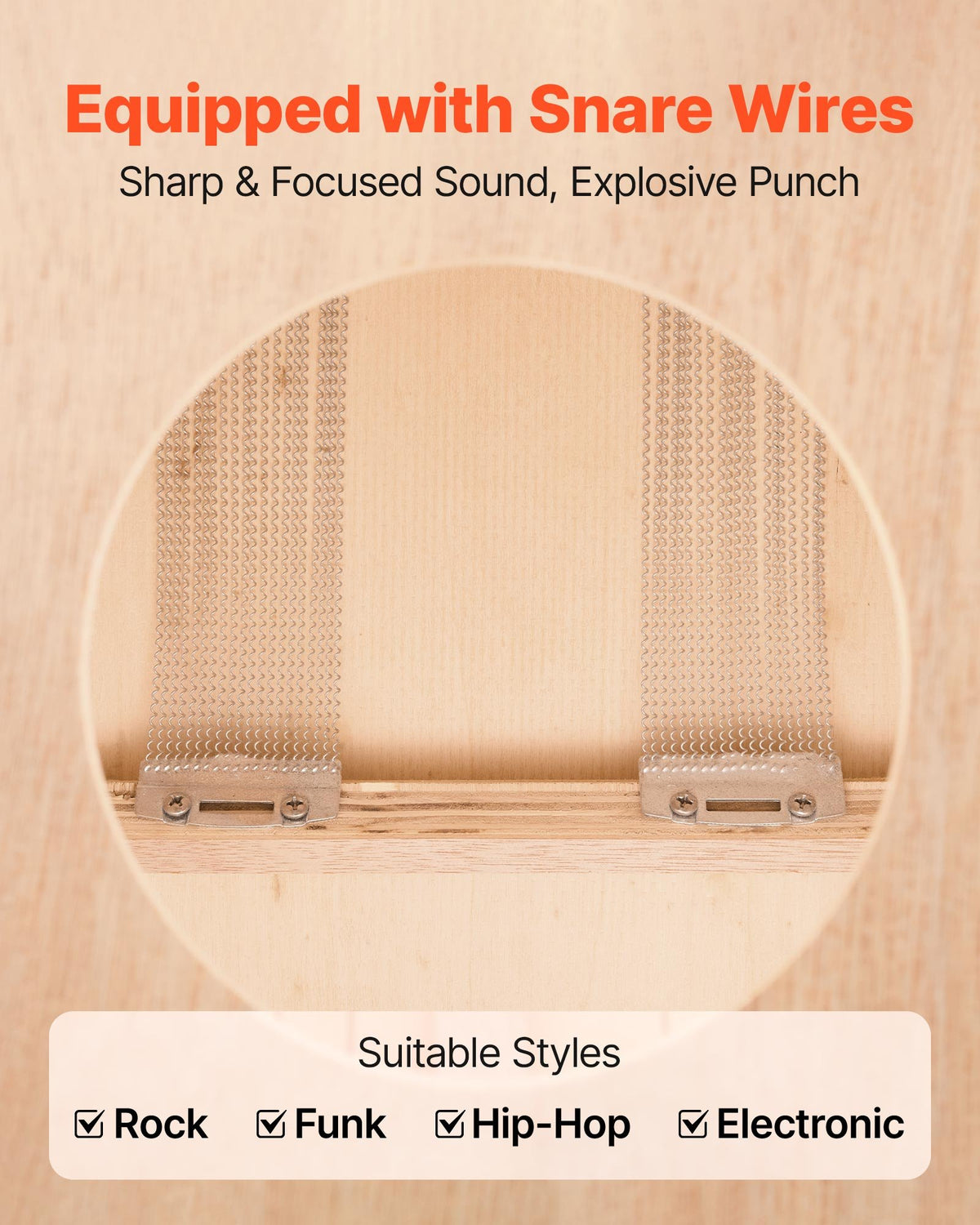 VEVOR Cajon Box Drum, with Internal Snare Wires, Lightweight Wooden Percussion Box, Portable Birch Wood Drum Musical Instrument with Travel Bag, for Beginners and Professionals, 305 x 305 x 430 mm