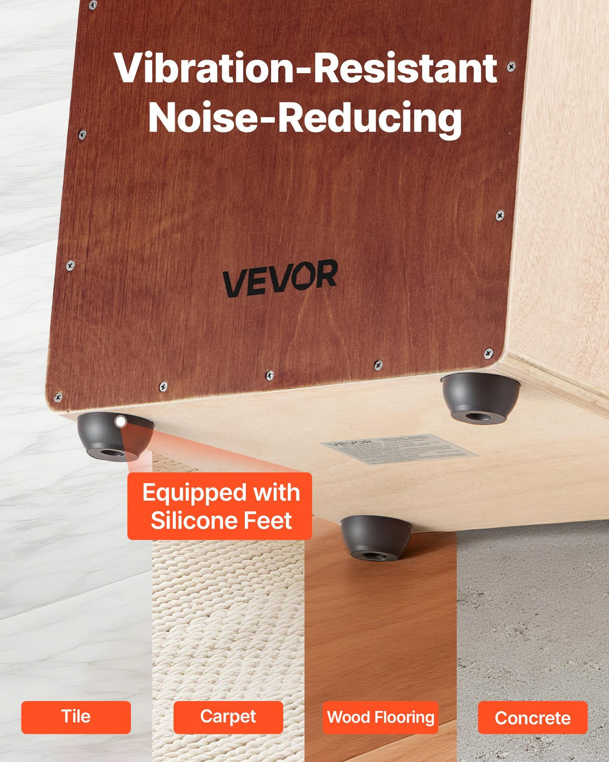 VEVOR Cajon Box Drum, with Internal Snare Wires, Lightweight Wooden Percussion Box, Portable Birch Wood Drum Musical Instrument with Travel Bag, for Beginners and Professionals, 305 x 305 x 430 mm
