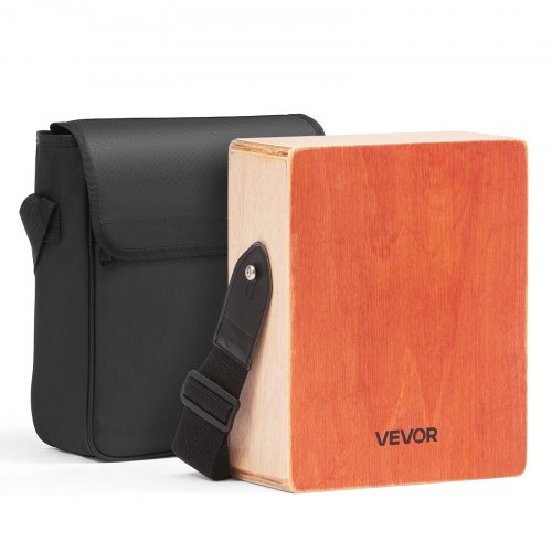 VEVOR Cajon Box Drum, with Internal Guitar Strings, Lightweight Wooden Percussion Box, Portable Birch Wood Drum with Travel Bag, Adjustable Strap, for Beginners and Professionals, 230 x 100 x 280 mm