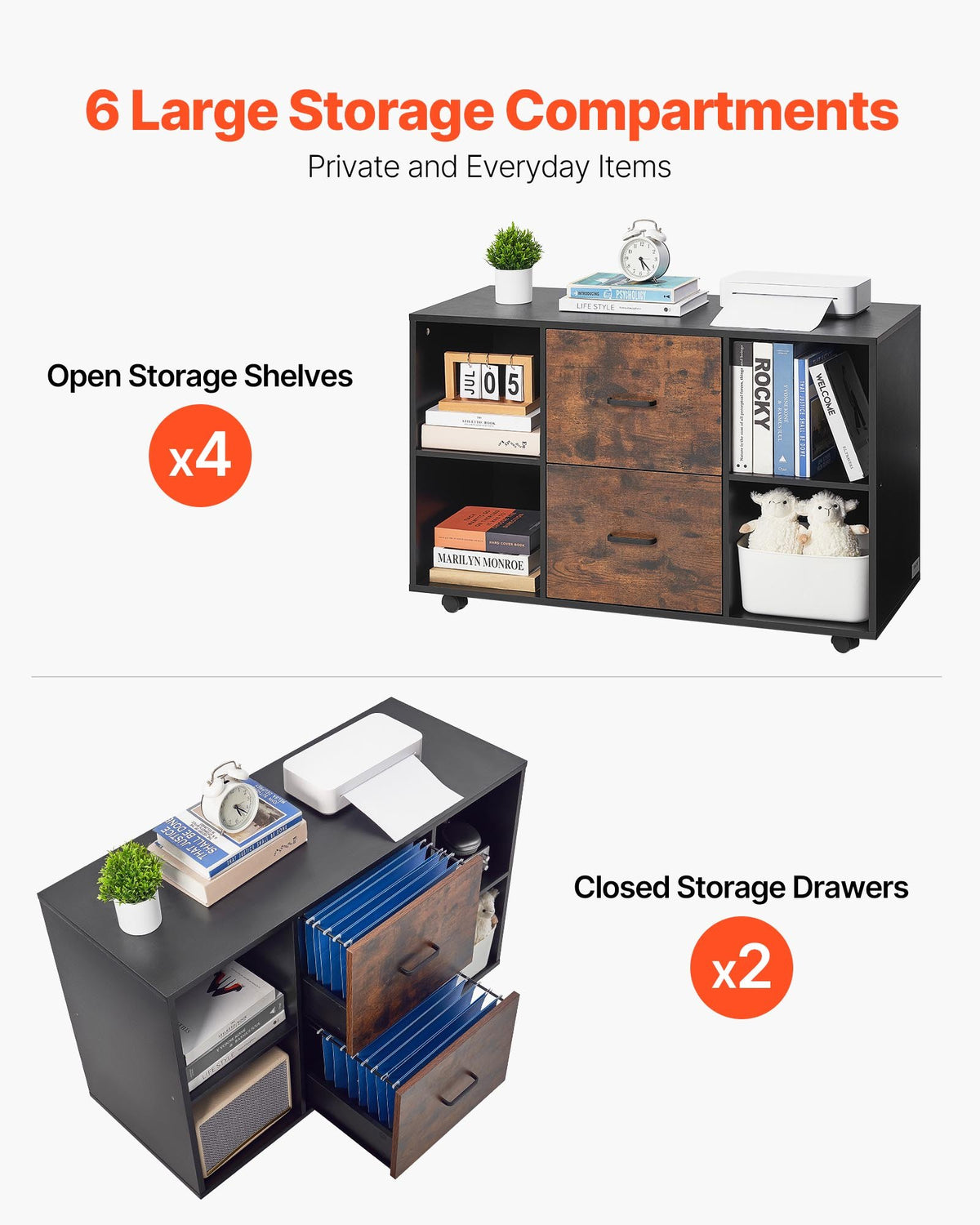 VEVOR 2 Drawer Wooden File Cabinet