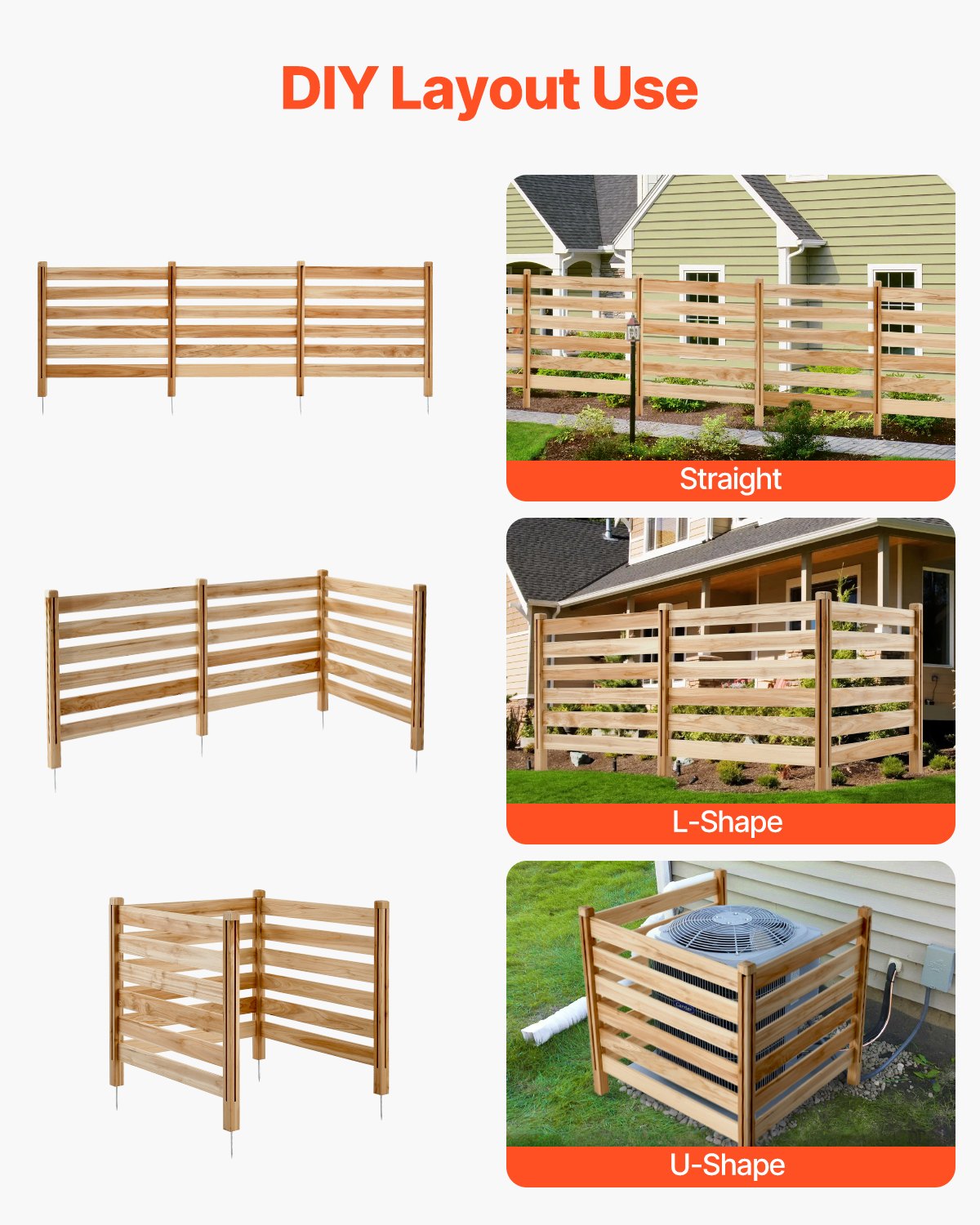 VEVOR Wood Privacy Fence