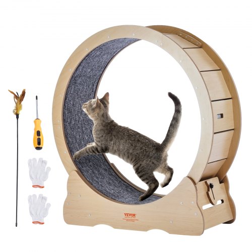 VEVOR Cat Exercise Wheel, Large Cat Treadmill Wheel for Indoor Cats, 35.8 inch Cat Running Wheel with Detachable Carpet and Cat Teaser for Running/Walking/Training, Suitable for Most Cats