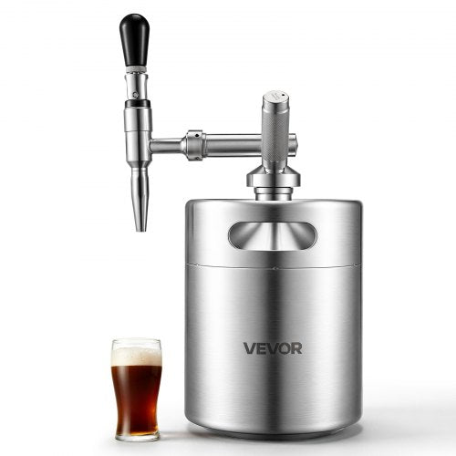 VEVOR Nitro Cold Brew Coffee Maker 4L Nitrogen Dispenser System, Home Brew Coffee Keg, Portable Nitrogen Infuser with Dispenser and Pressure Relieving Valve, Gift for Coffee Lovers