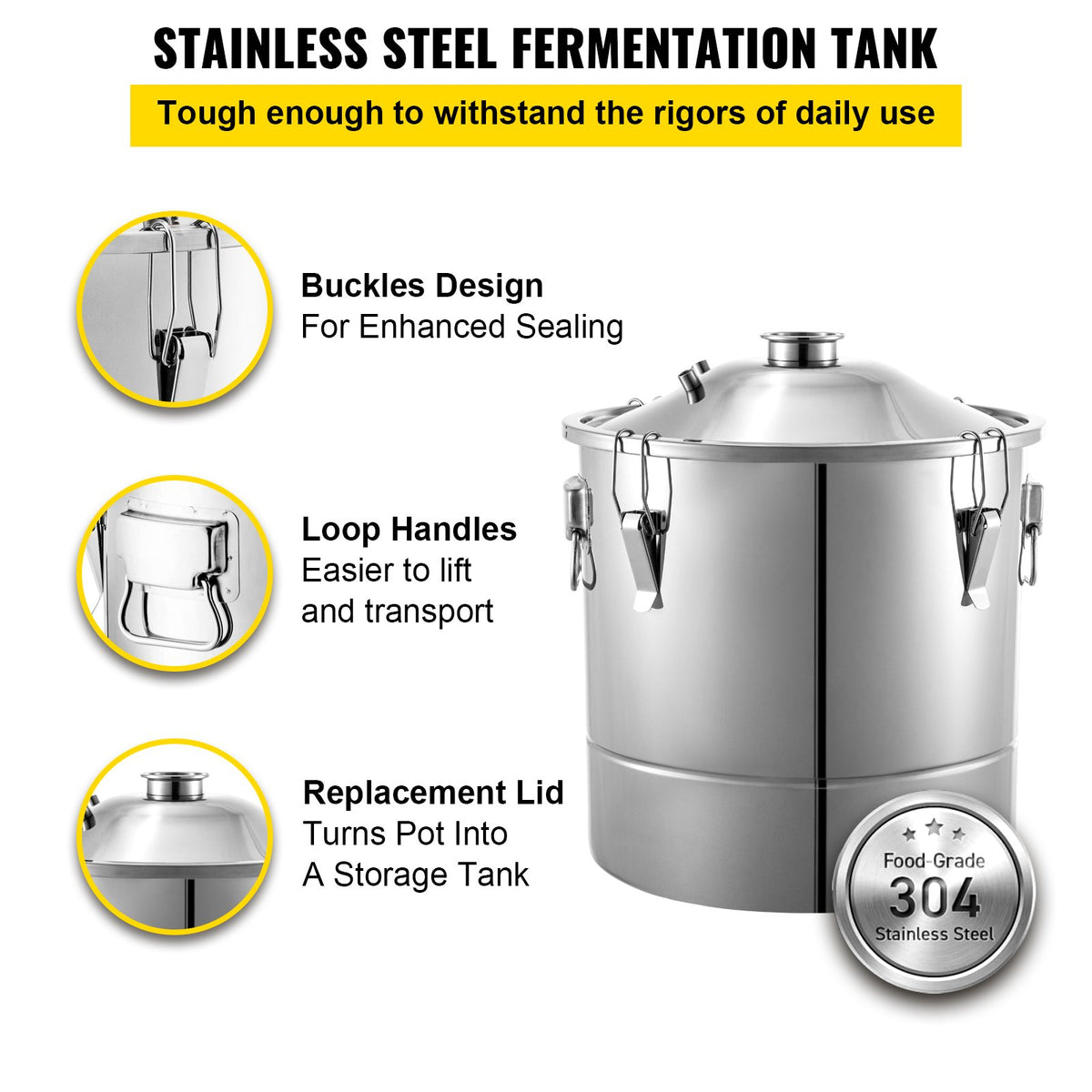VEVOR Alcohol Distiller, 30 Liter Alcohol Beverage Distiller, 6.6 Gal Beer Boilers Wine Grappa Spirits, Homemade Brewing Kit, Stainless Steel Moonshine Distiller