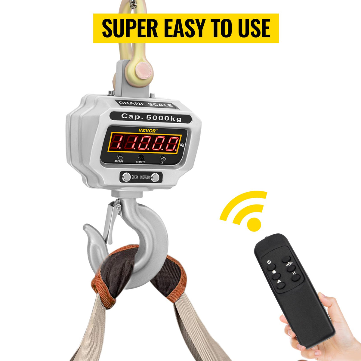 VEVOR 5000kg 11000lbs Digital Crane Scale Heavy Duty Crane Scale Industrial Digital Hanging Scale Weight LED