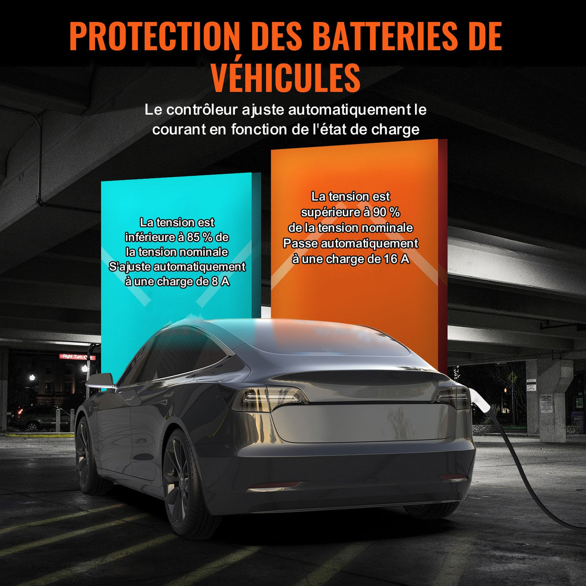 VEVOR Portable EV Charger Type 2, 16A 3.7 kW, Electric Vehicle Car Charger with 8.6 m Charging Cable CEE 7/7 Plug LCD Screen, IEC 62196 Home EV Charging Station with Carry Bag Charging Cable Hook, IP66