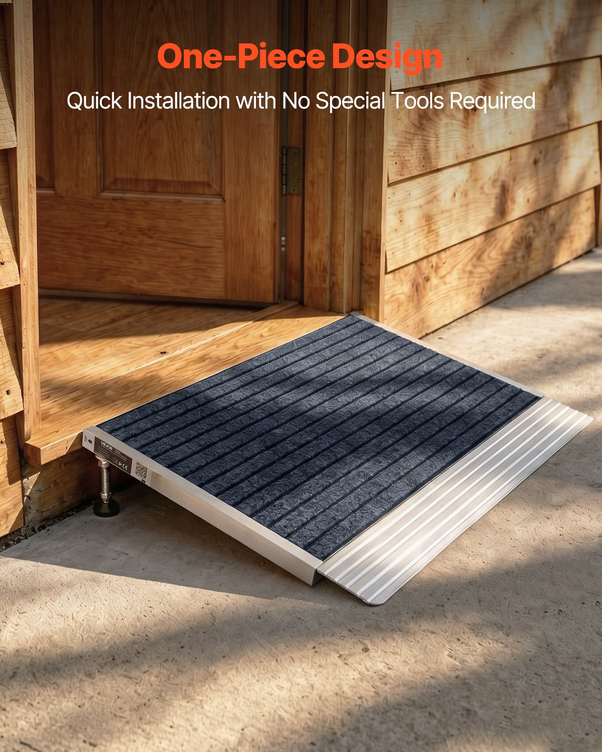 VEVOR Threshold Ramp for Doorways, 610 x 910 mm, Platform Aluminum Wheelchair Ramp with Adjustable Height, Non-Slip Door Threshold Ramps, 362.9 kg Load Capacity, for Home Steps, Wheelchairs, Walkers