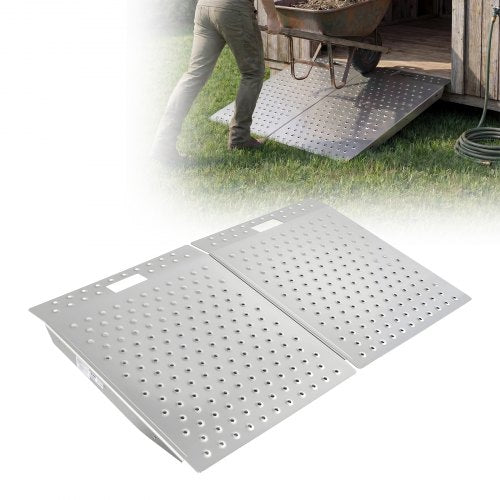 VEVOR Threshold Ramp for Doorways, 750 x 617 mm, Platform Aluminum Wheelchair Ramp, Non-Slip Door Threshold Ramps, 340.2 kg Load Capacity, for Home Steps, Curbs, Wheelchairs, Walkers, Scooter, Carts