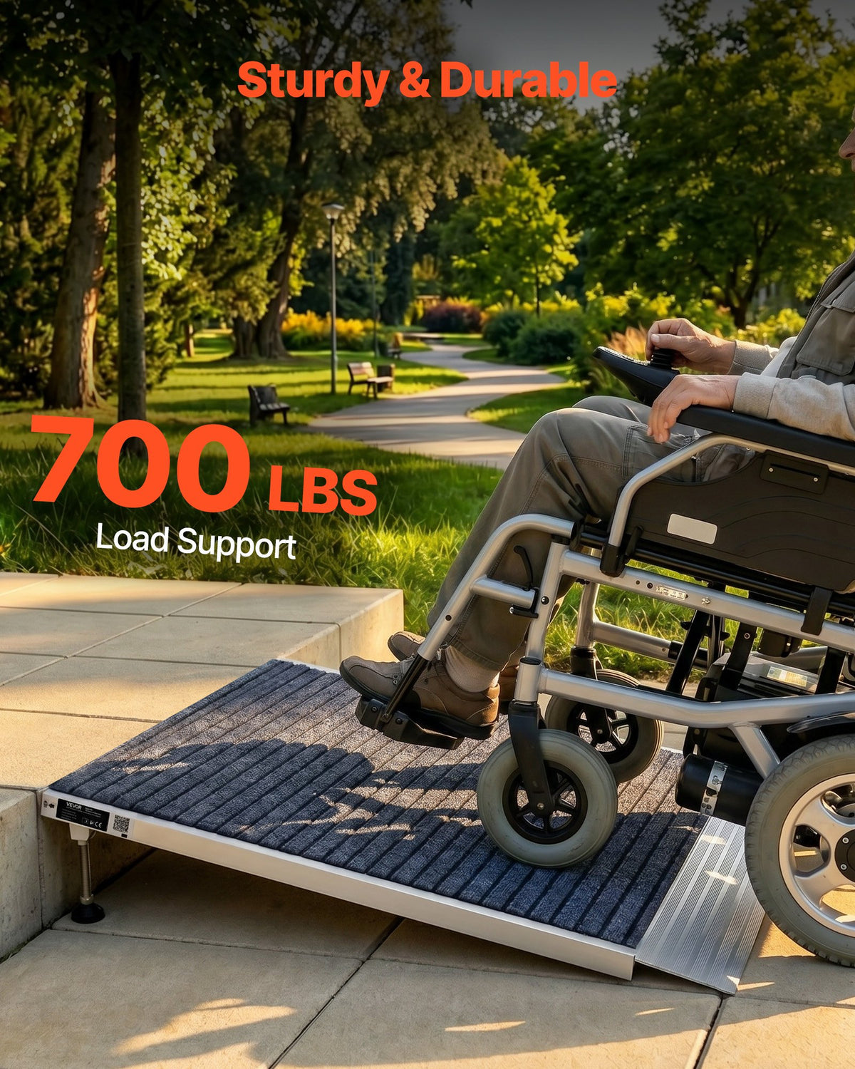VEVOR Threshold Ramp for Doorways, 915 x 915 mm, Platform Aluminum Wheelchair Ramp with Adjustable Height, Non-Slip Door Threshold Ramps, 317.5 kg Load Capacity, for Home Steps, Wheelchairs, Walkers