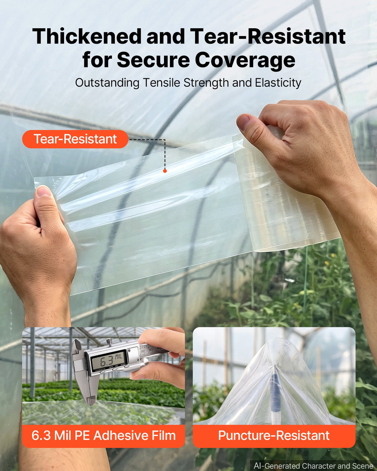 VEVOR Greenhouse Repair Tape 0.15x32 m 0.15 mm Clear Polyethylene Patch, for Plastic Sheeting & Tent Seaming Sealing, Waterproof & Sun-Resistant, Heavy Duty Greenhouse Sheeting Coverings Film Tape