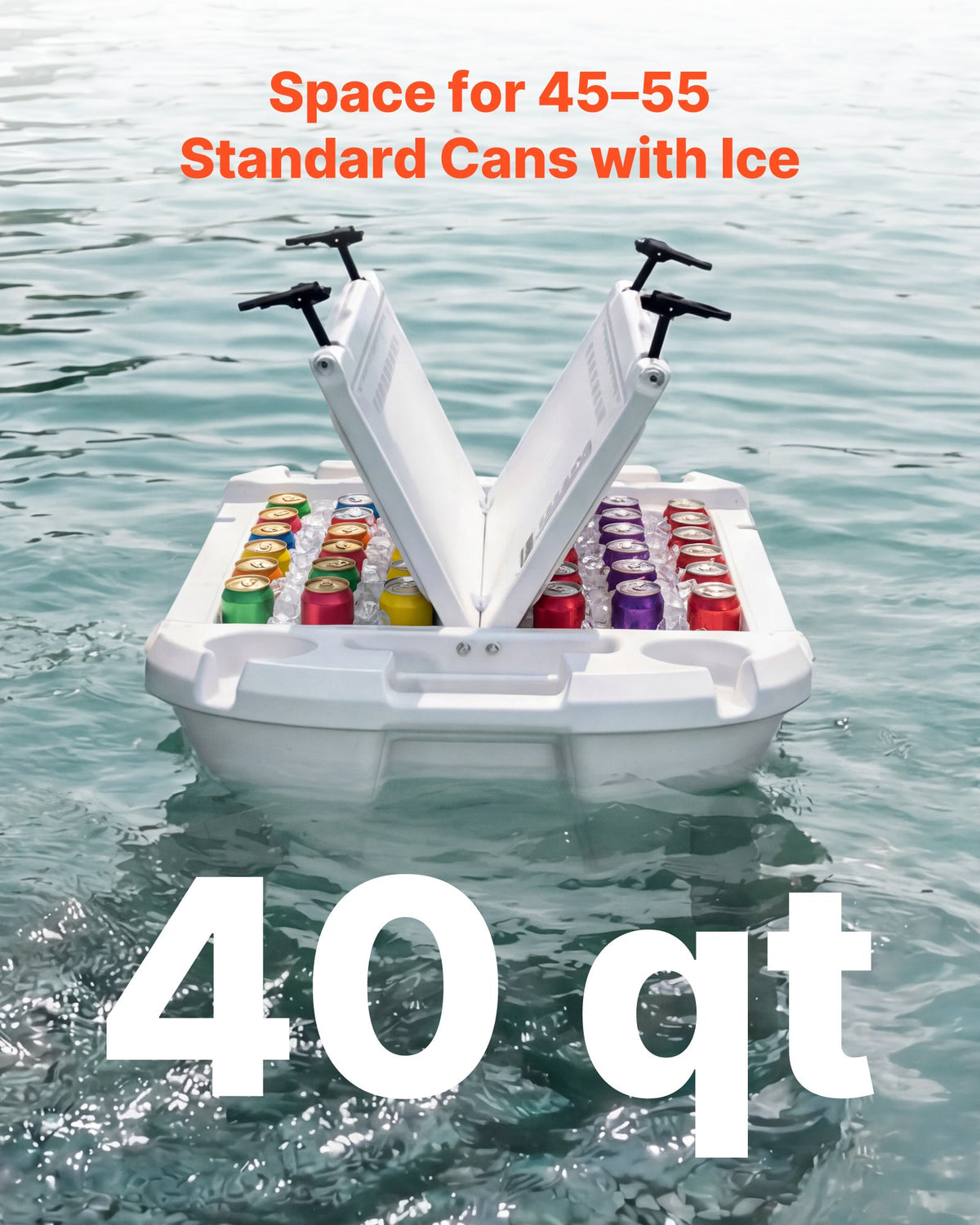 VEVOR Floating Cooler, 37.9 L Floating Ice Chest with Dry Storage, Wheels & Tow Rope, Premium LLDPE Amphibious Drink Cooler for Water & Land, Cruise Stable on Lake, River, Pool, Beach, Kayak, White