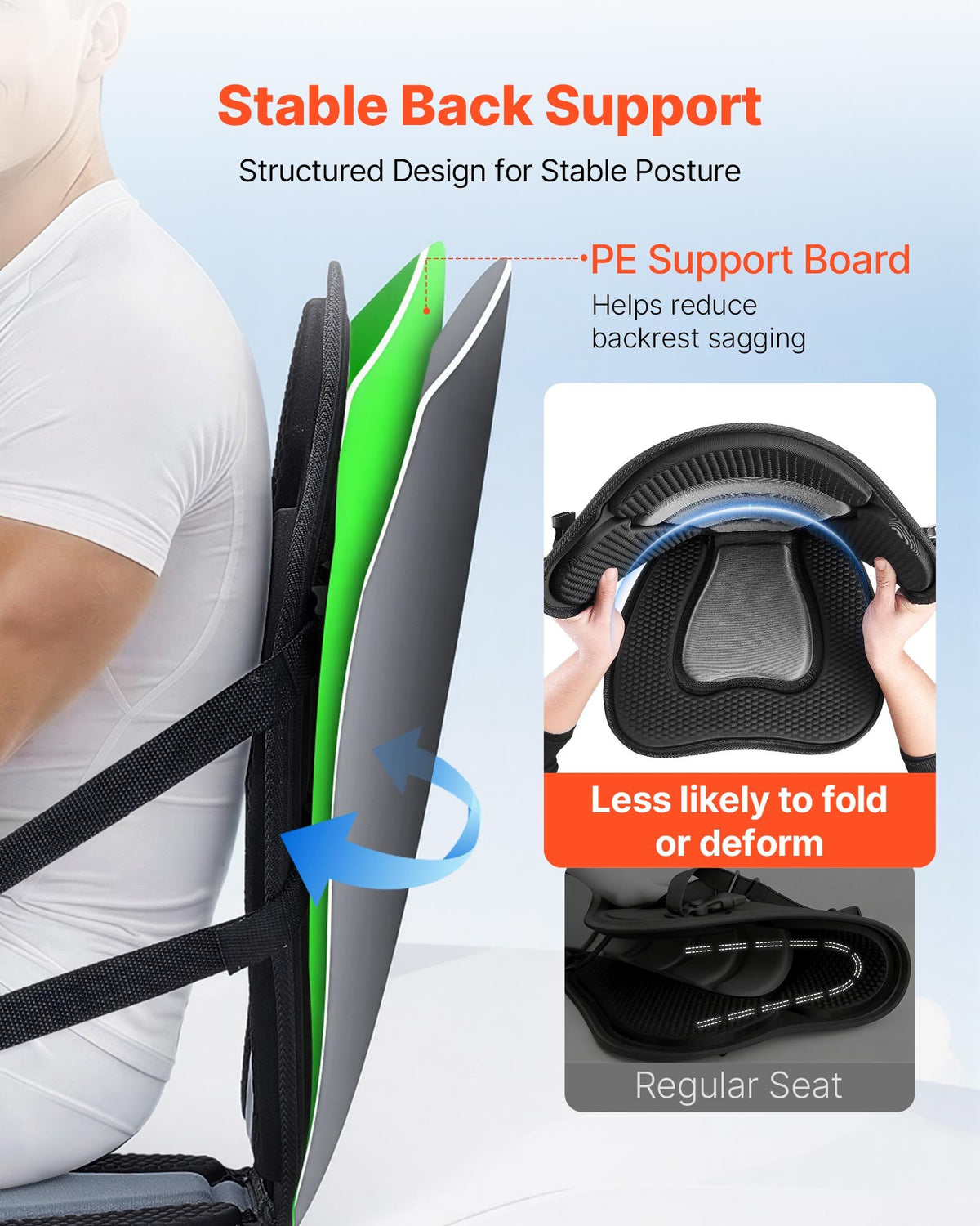 VEVOR Kayak Seat, 1 Pack 0.5" Thick, Universal Paddle Board Seat with Back Support, Sit-on-Top Soft Padded Cushion with Storage Bag & Adjustable Straps for SUP, Canoe, Fishing Boat, Inflatable Kayak