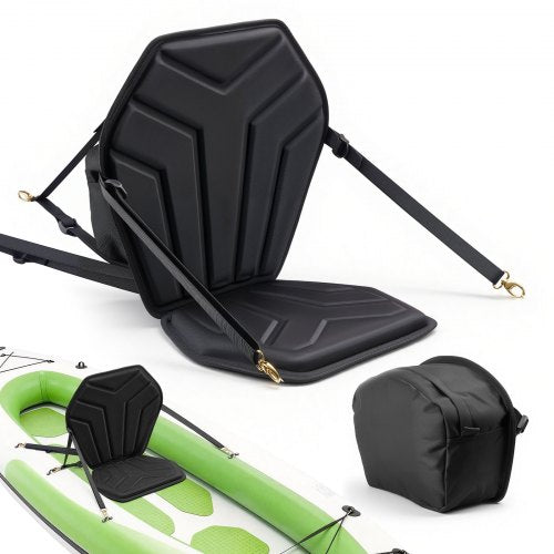 VEVOR Kayak Seat, 1 Pack 31 mm Thick, Universal Paddle Board Seat with Back Support, Hexagonal Sit-on-Top Soft Padded Cushion with Storage Bag & Adjustable Straps for SUP, Fishing/Inflatable Kayak