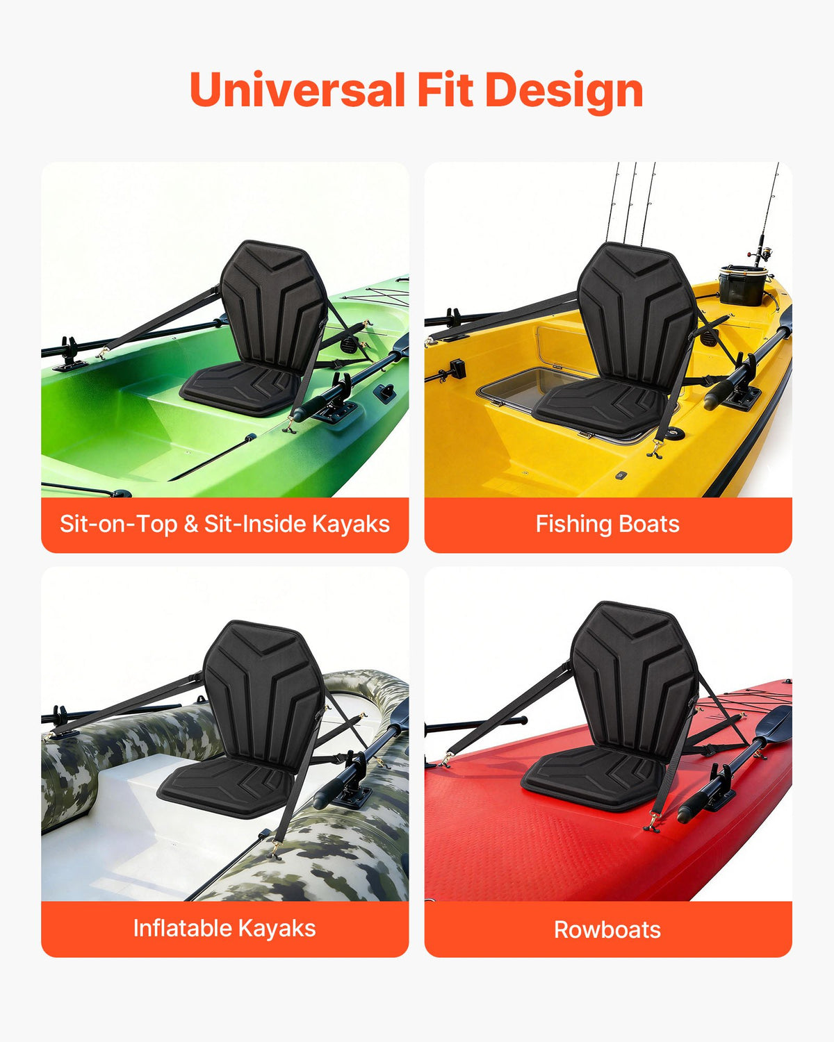 VEVOR Kayak Seat, 1 Pack 31 mm Thick, Universal Paddle Board Seat with Back Support, Hexagonal Sit-on-Top Soft Padded Cushion with Storage Bag & Adjustable Straps for SUP, Fishing/Inflatable Kayak