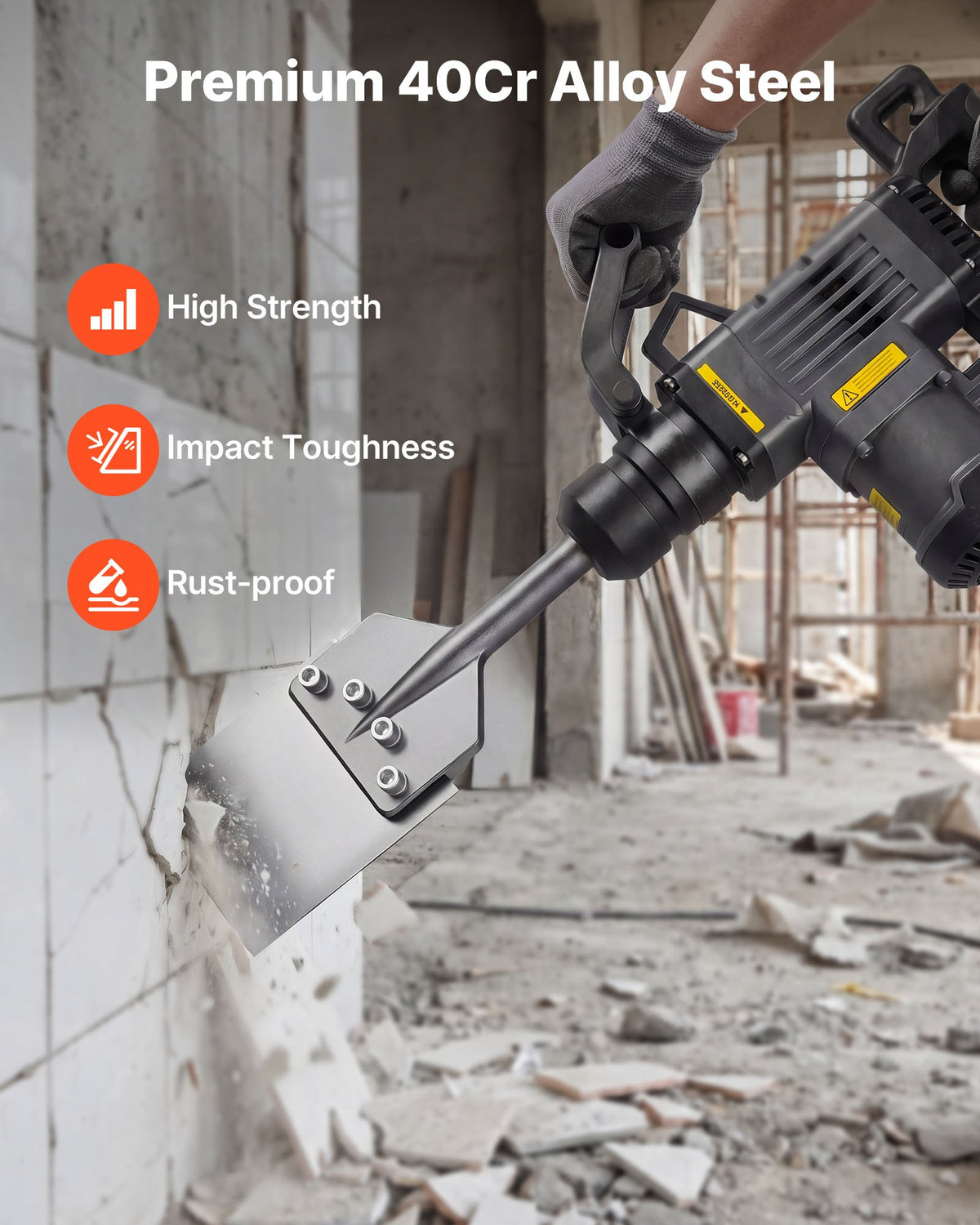 VEVOR SDS Max Floor Scraper, 630 x 150 mm Chisel Bit with SDS Max Shank, Compatible with Rotary Hammers, Heat Treated 40Cr Alloy Steel, Sharp Edge for Removing Laminate Flooring, Tiles, and Mortar