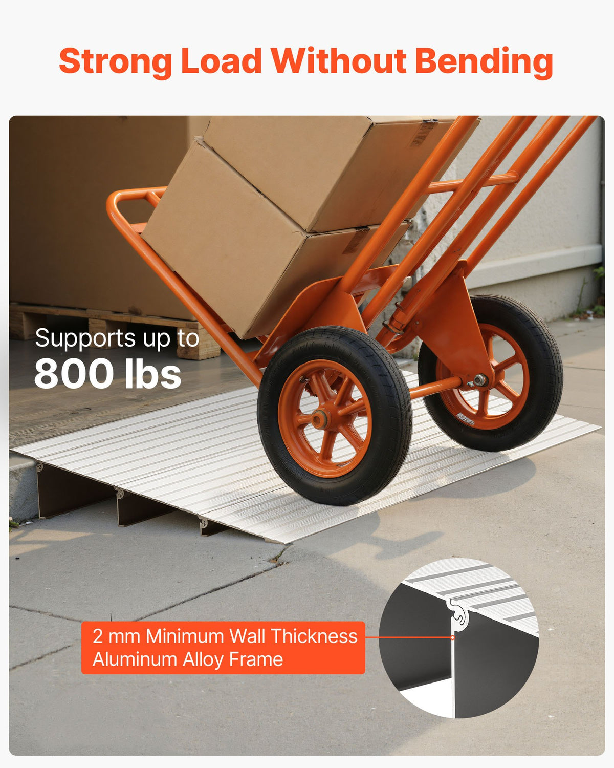VEVOR Door Threshold Ramp, 3 inch Rise, Aluminum Alloy Threshold Ramp Rated 800 lbs Load Capacity, Handicap Ramps for Home Steps for Wheelchair, Scooters, Power Chairs, Walkers, Bicycle, Tricycle