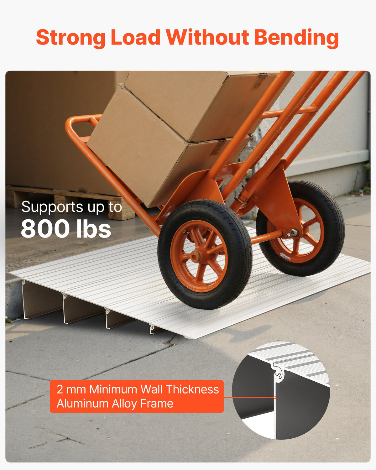 VEVOR Door Threshold Ramp, 4 inch Rise, Aluminum Alloy Threshold Ramp Rated 800 lbs Load Capacity, Handicap Ramps for Home Steps for Wheelchair, Scooters, Power Chairs, Walkers, Bicycle, Tricycle