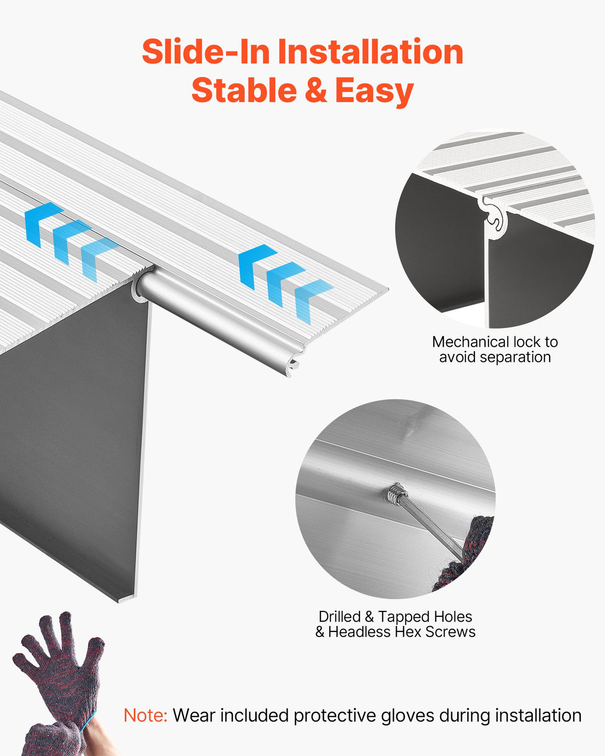 VEVOR Door Threshold Ramp, 138 mm Rise, Aluminum Alloy Threshold Ramp Rated 363 kg Load Capacity, Handicap Ramps for Home Steps for Wheelchair, Scooters, Power Chairs, Walkers, Bicycle, Tricycle