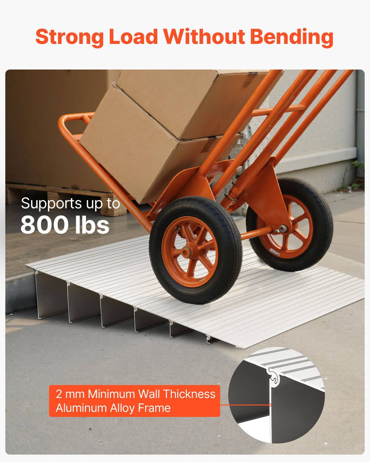 VEVOR Door Threshold Ramp, 6 inch Rise, Aluminum Alloy Threshold Ramp Rated 800 lbs Load Capacity, Handicap Ramps for Home Steps for Wheelchair, Scooters, Power Chairs, Walkers, Bicycle, Tricycle