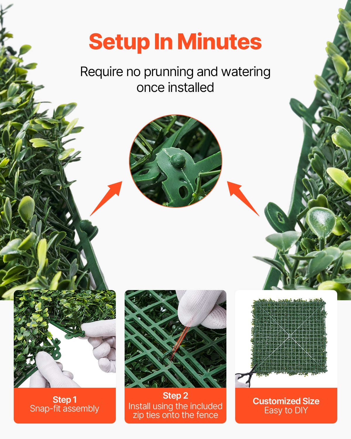 VEVOR Artificial Grass Wall Panels, 40 x 120 inch, Milan Grass Greenery Boxwood Panel for Indoor Outdoor Green Decor & Ivy Fence Covering, Privacy Backdrop Wall Hedge Screen for Garden