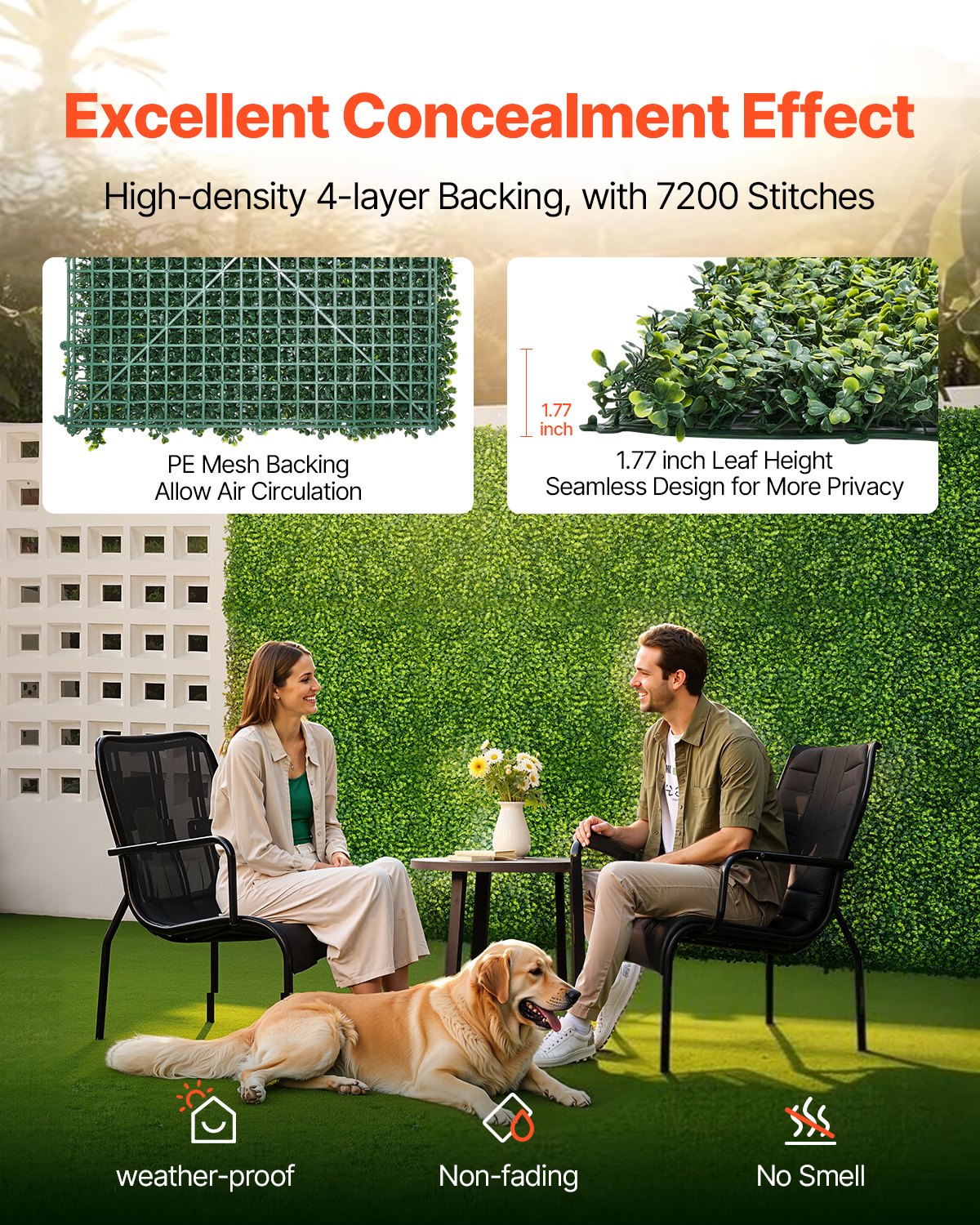VEVOR Artificial Grass Wall Panels, 60 x 120 inch, Milan Grass Greenery Boxwood Panel for Indoor Outdoor Green Decor & Ivy Fence Covering, Privacy Backdrop Wall Hedge Screen for Garden