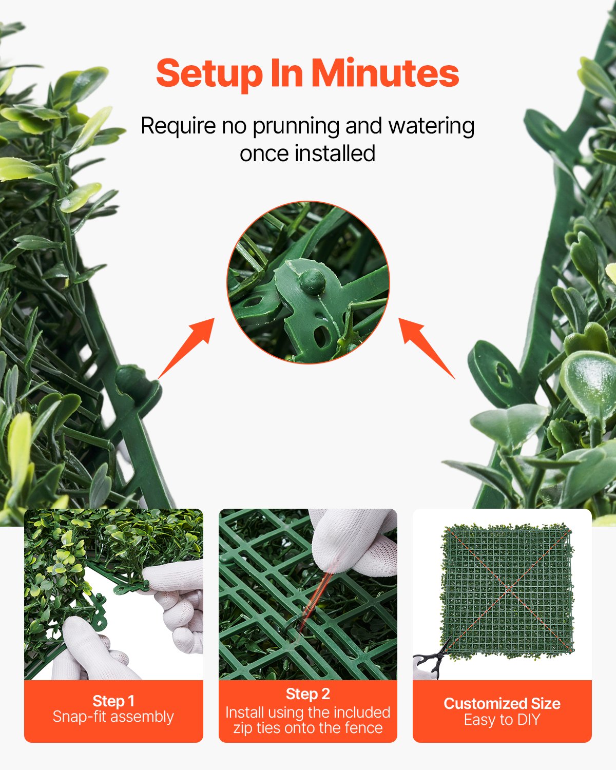 VEVOR Artificial Grass Wall Panels, 60 x 120 inch, Milan Grass Greenery Boxwood Panel for Indoor Outdoor Green Decor & Ivy Fence Covering, Privacy Backdrop Wall Hedge Screen for Garden