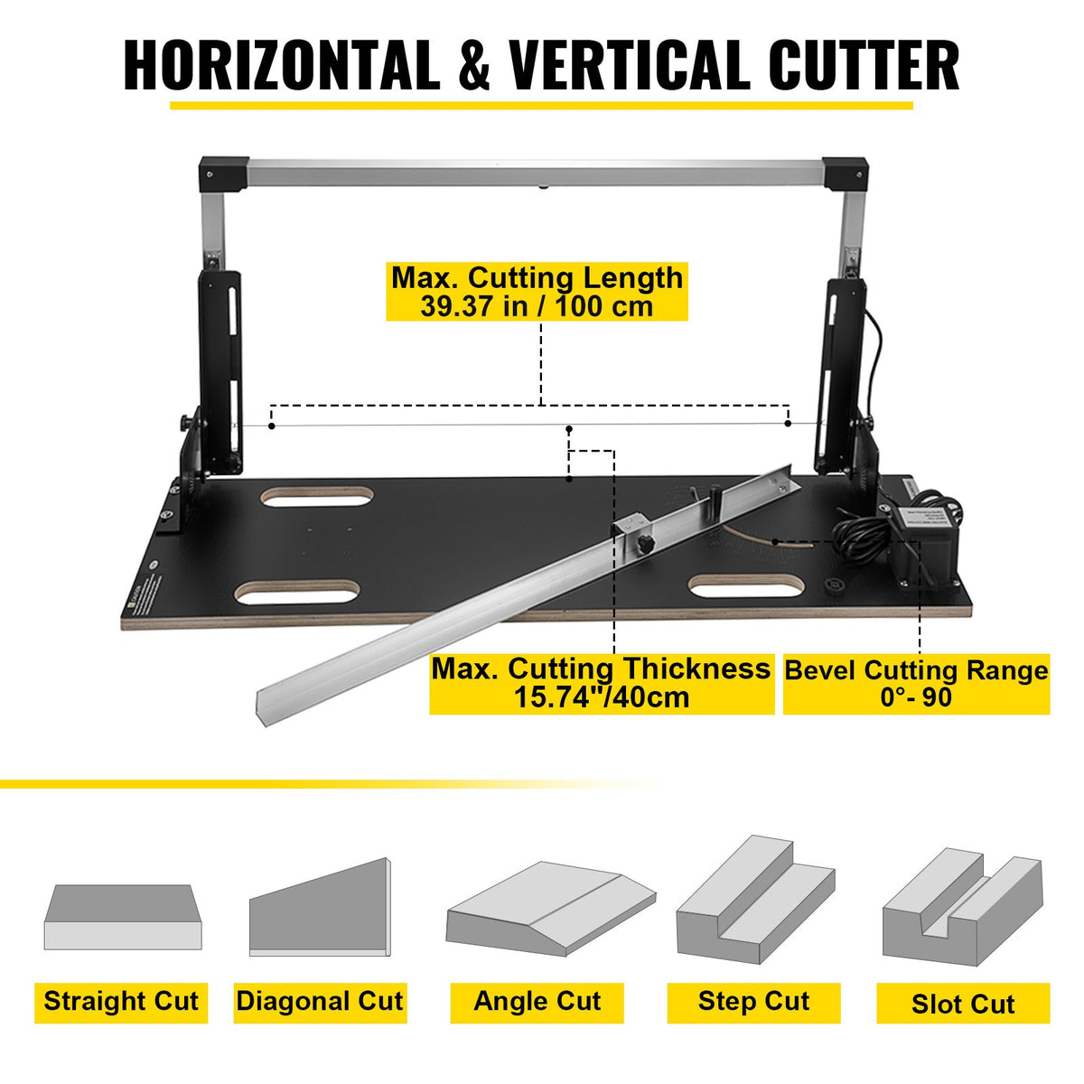 VEVOR Desktop Styrofoam Cutting Machine 42 cm Max. Cut Thickness Foam Cutter 112 cm Max. Cut Length Hot Wire Foam Cutter 0-90° Styrofoam Cutter with Six Heating Wires for Cutting Foams Pearl Cotton