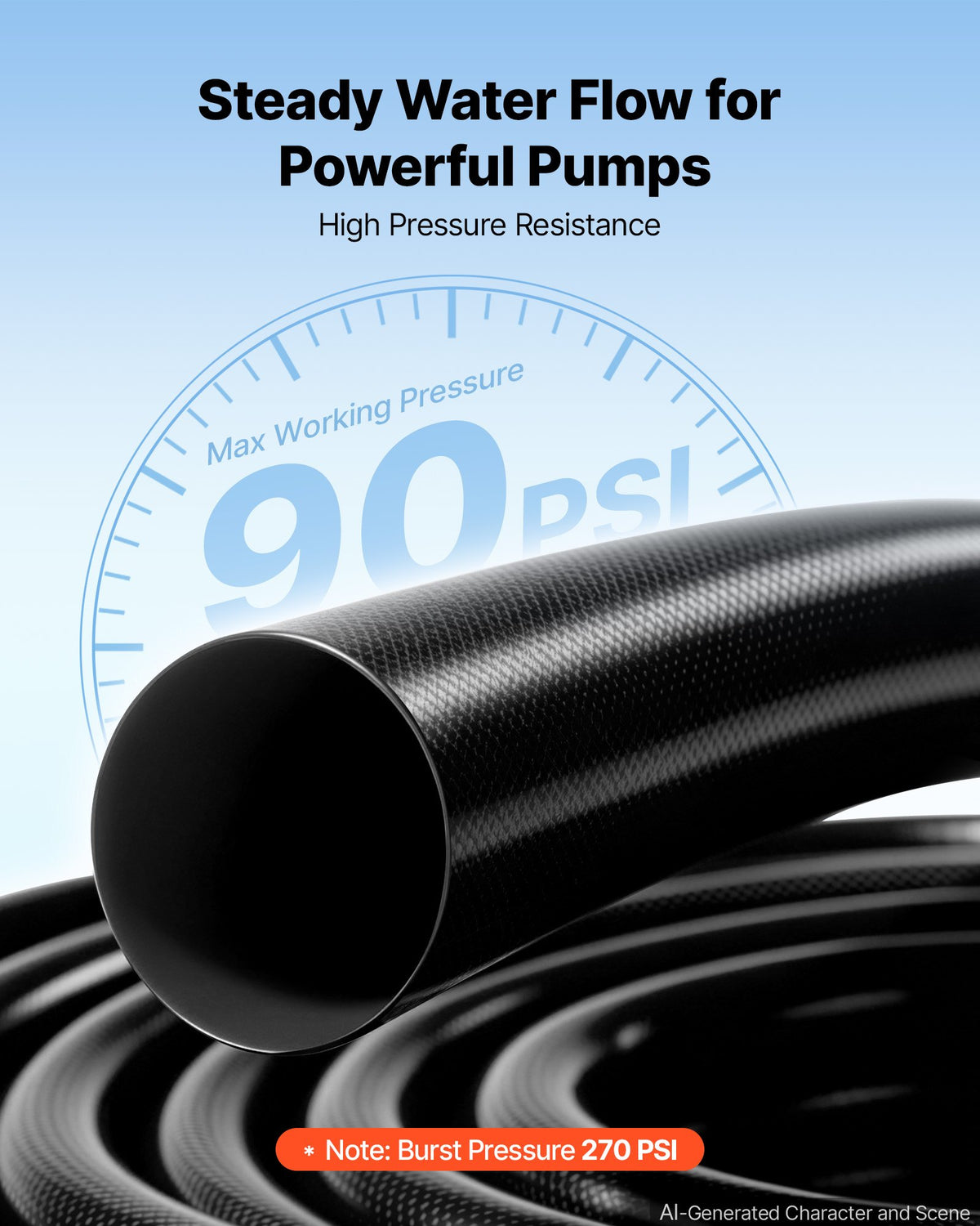 VEVOR Discharge Hose 1-1/2" x 30.48 m PVC Lay Flat Backwash Water Pump Hose, for Swimming Pool Sand Filter Sump Pump, Heavy Duty, Water Transfer Drainage, Weather & Burst-Resistant, with Clamps, Black