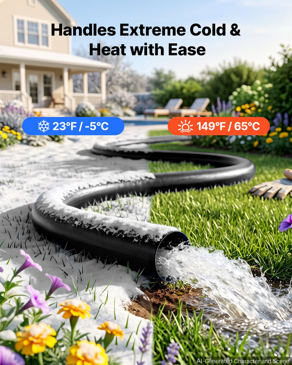 VEVOR Discharge Hose 1-1/2" x 30.48 m PVC Lay Flat Backwash Water Pump Hose, for Swimming Pool Sand Filter Sump Pump, Heavy Duty, Water Transfer Drainage, Weather & Burst-Resistant, with Clamps, Black