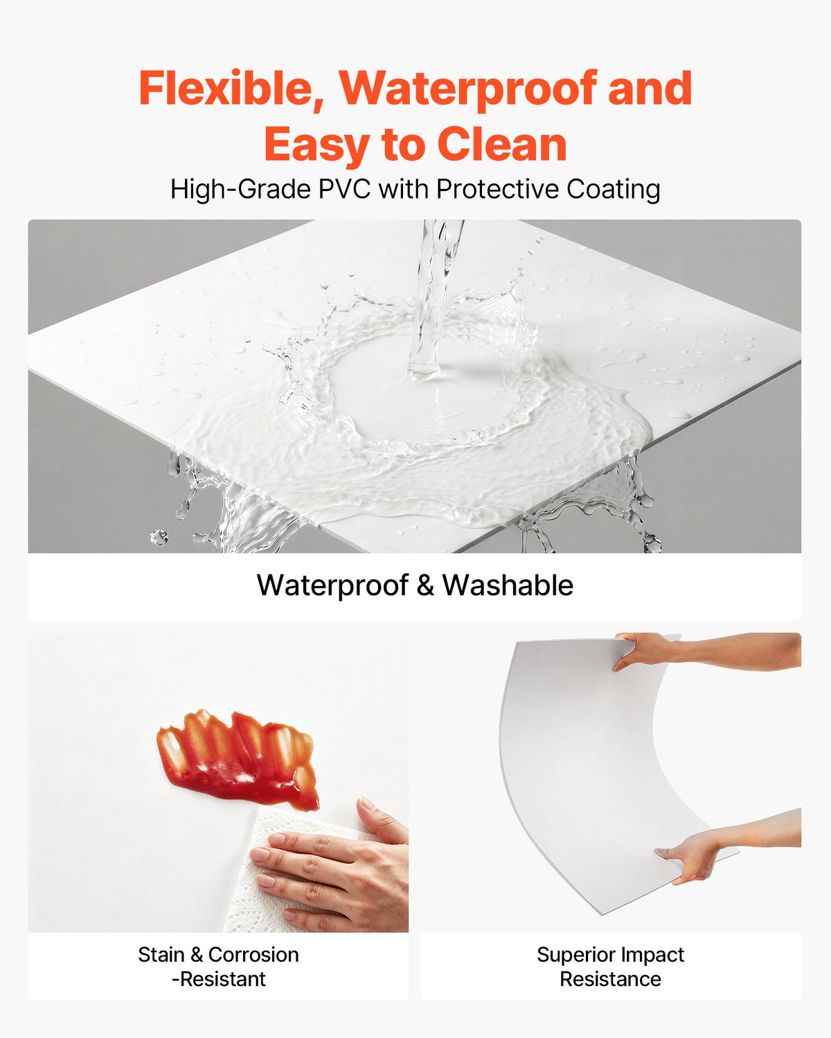 VEVOR 605x605mm PVC Ceiling Tiles 12-Pack Drop Ceiling Panels White, PVC Foam Board, Grid Fit, Water-Resistant, Flexible Cut, Easy to Clean, Modern Decorative for Home,Office,Kitchen,Living Room