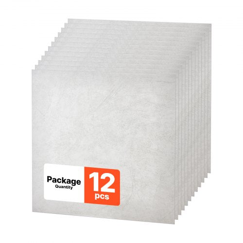 VEVOR 605x605mm PVC Ceiling Tiles 12-Pack Drop Ceiling Panels White Marble, PVC Foam Board, Grid Fit, Water-Resistant, Flexible Cut, Easy to Clean, Modern Decorative Finish for Home, Office Areas
