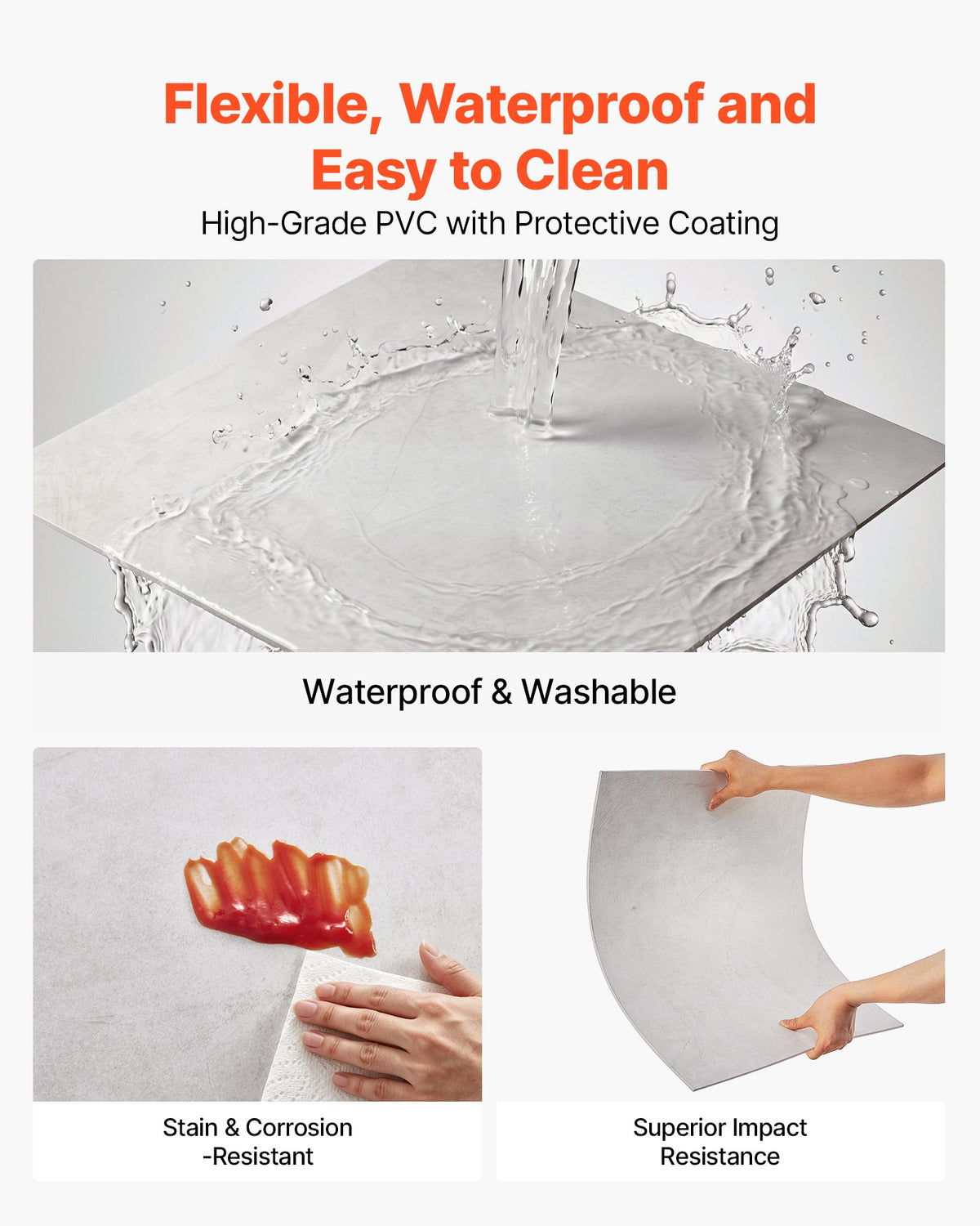 VEVOR 605x605mm PVC Ceiling Tiles 12-Pack Drop Ceiling Panels White Marble, PVC Foam Board, Grid Fit, Water-Resistant, Flexible Cut, Easy to Clean, Modern Decorative Finish for Home, Office Areas