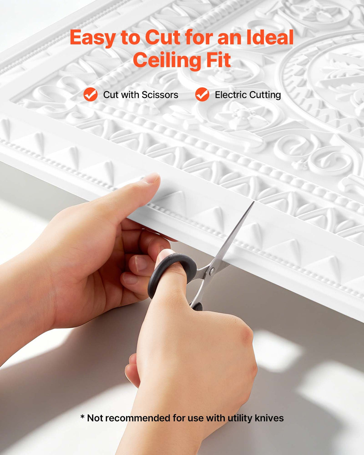 VEVOR 605x605mm PVC Ceiling Tiles 12-Pack White 3D Geometric Panels, Smooth PVC Sheet for Drop Grid, Impact-Resistant, Paintable Surface, Easy Cut, Modern Decorative Style for Home, Office