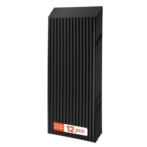 VEVOR 605x1215mm PVC Ceiling Tiles 12-Pack 3D Black Linear Slat Panels, Smooth PVC Sheet for Drop Grid, Impact-Resistant, Paintable Surface, Easy Cut, Modern Decorative Style for Home, Office