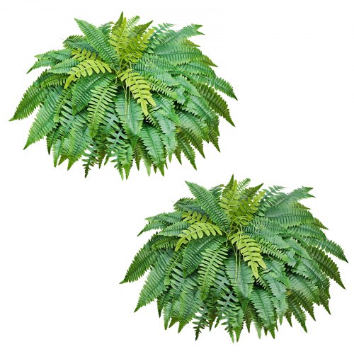 VEVOR Artificial Ferns, 1219 mm Fake Boston Fern Bush Plant with 67 Fronds, Faux Greenery for Indoor/Outdoor Decor, Silk & LDPE, Suitable for Home Porch Garden Office Living Room Planter, Set of 2
