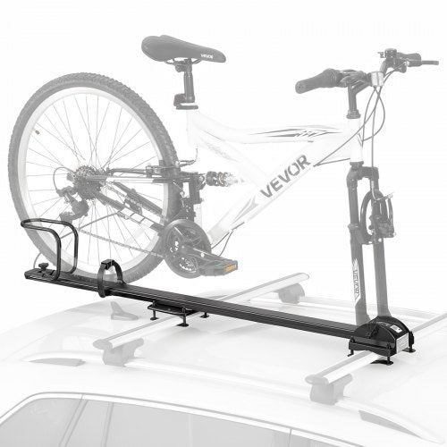 VEVOR Roof Bike Rack 16 kg 1 Bike Carrier Upright Rooftop Bicycle Rack, for Car SUV, Aluminum Alloy & Q235 Steel, Roof Mount Carrier for Secure Bicycle Storage and Transport on Vehicles, Black