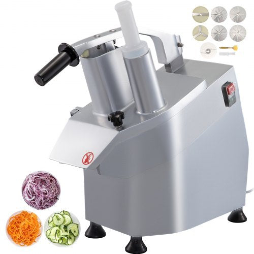VEVOR JKC-300 Electric Vegetable Cutter with 6 x Cutting Disks, food processor 550W vegetable processor Stainless Steel + Cast Aluminum Alloy