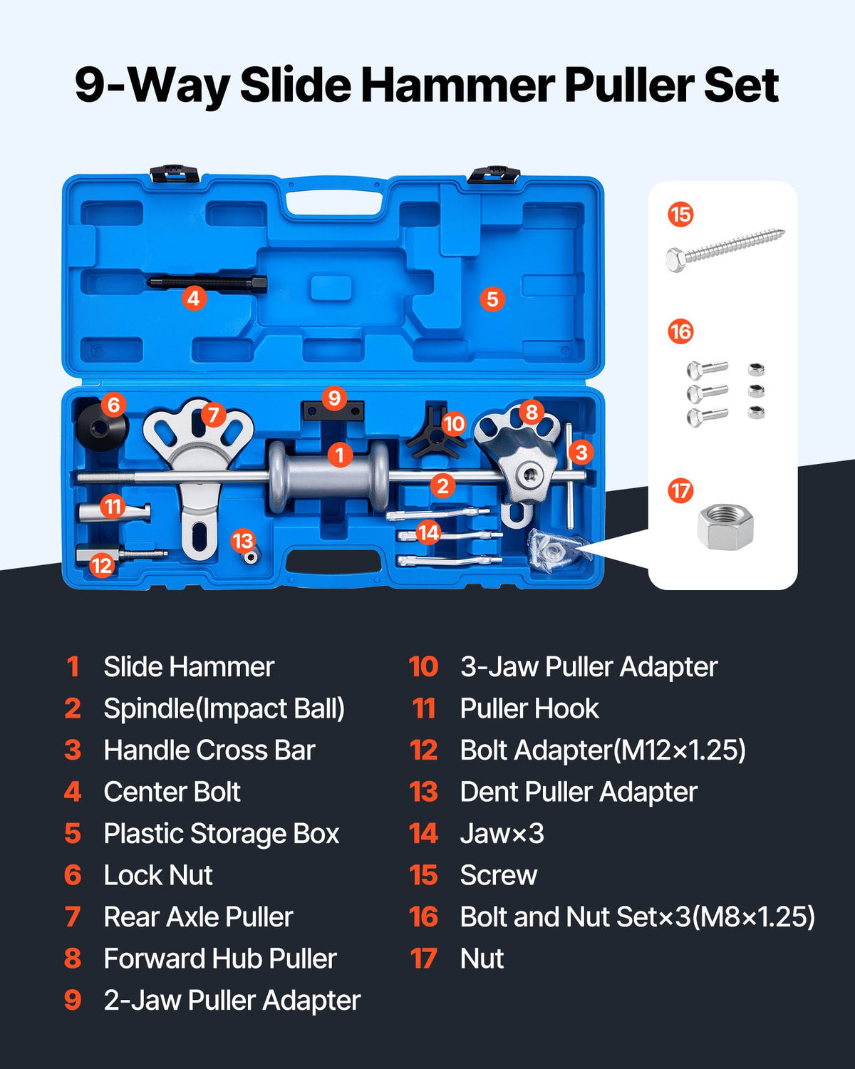 VEVOR 9-Way Slide Hammer Puller Set