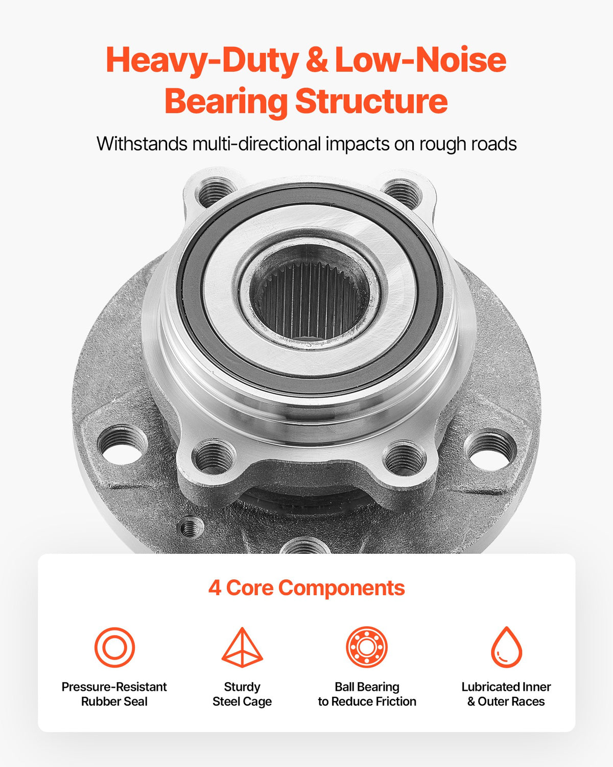 VEVOR 2PCS Front Wheel Bearing & Hub Assembly Fit for 2018 Audi Q3 Komfort Premium Plus Sport Utility 4-Door Volkswagen Beetle Coast Convertible 2-Door 2.0L OEM 513253, Wheel Bearing Hub Assembly Set