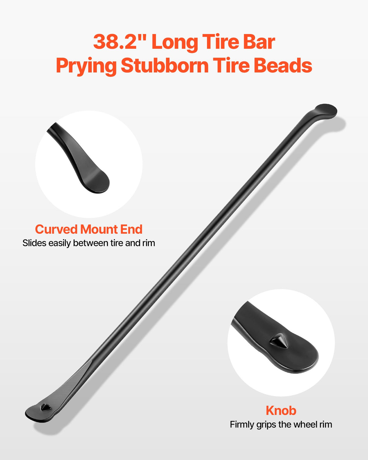 VEVOR Tire Bars, 2 PCS, 970 mm Tire Mount and Demount Iron, Heavy Duty Alloy Steel Mounting Tools, Professional Changing Removal Tools for Truck, Semi Truck, Off-Road Vehicle, Light-Duty Van, Black