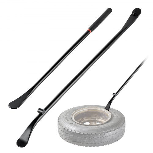VEVOR Tire Bars, 2 PCS, 970 mm Tire Mount and Demount Iron & 765 mm Mt and Demount Spoon Bar, Heavy Duty Solid Alloy Steel Changing Tools for Truck, Semi Truck, Off-Road Vehicle, Bus, Tractor, Black